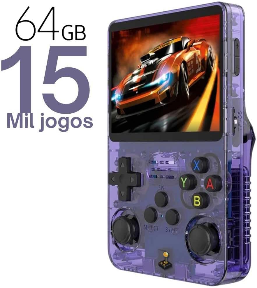Game Portátil R36s Tela IPS 3.5 64GB 15 Mil jogos